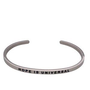 Mantraband Hope Is Universal Cuff Bracelet Adjustable Silver Tone